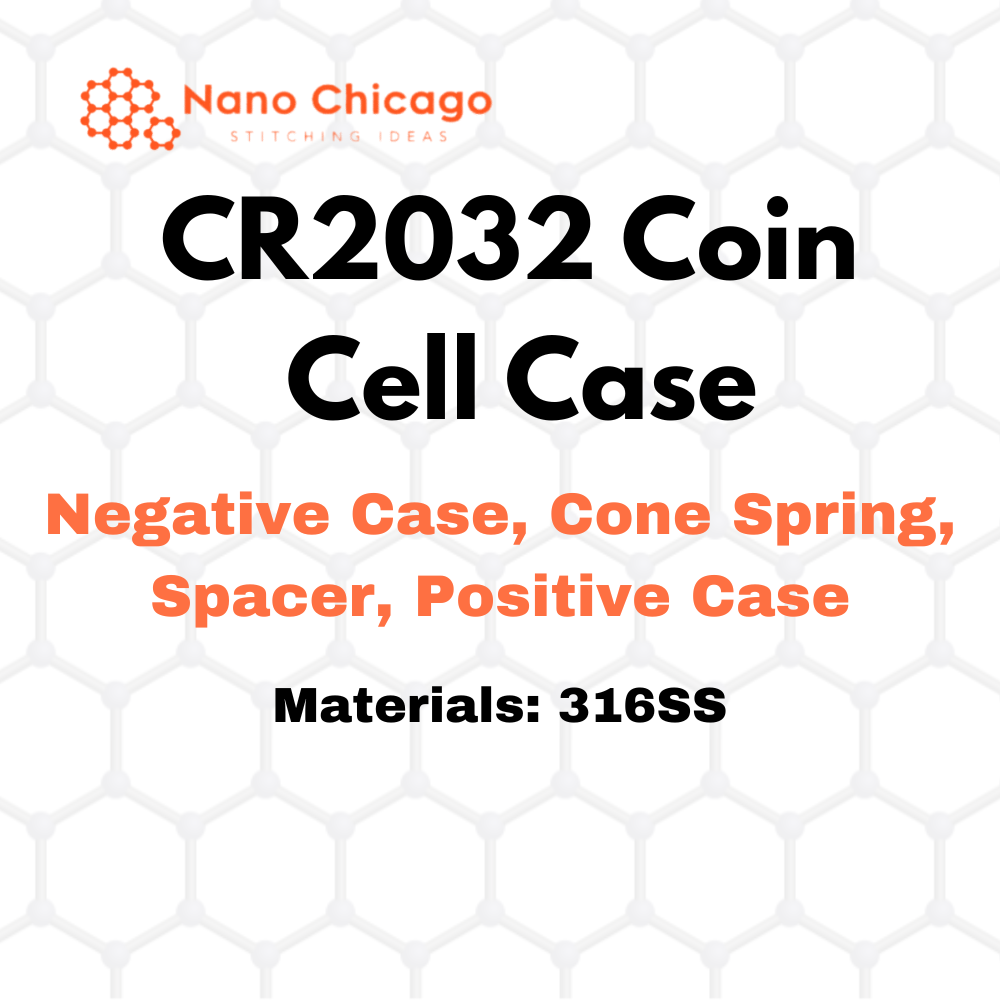CR2032 Coin Cell Case (Negative Case, Cone Spring, Spacer, Positive Case), Materials: 316SS