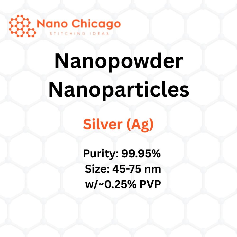 Silver (Ag) Nanopowder/Nanoparticles, Purity: 99.95% , Size: 45-75 nm, w/~0.25% PVP