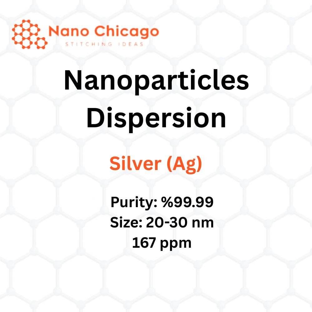 Silver (Ag) Nanoparticles Dispersion, Purity: %99.99, Size: 20-30 nm, 167 ppm