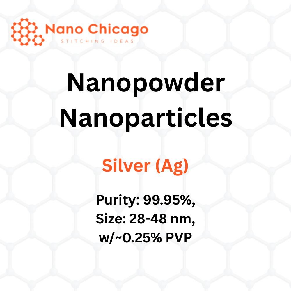 Silver (Ag) Nanopowder/Nanoparticles, Purity: 99.95%, Size: 28-48 nm, w/~0.25% PVP