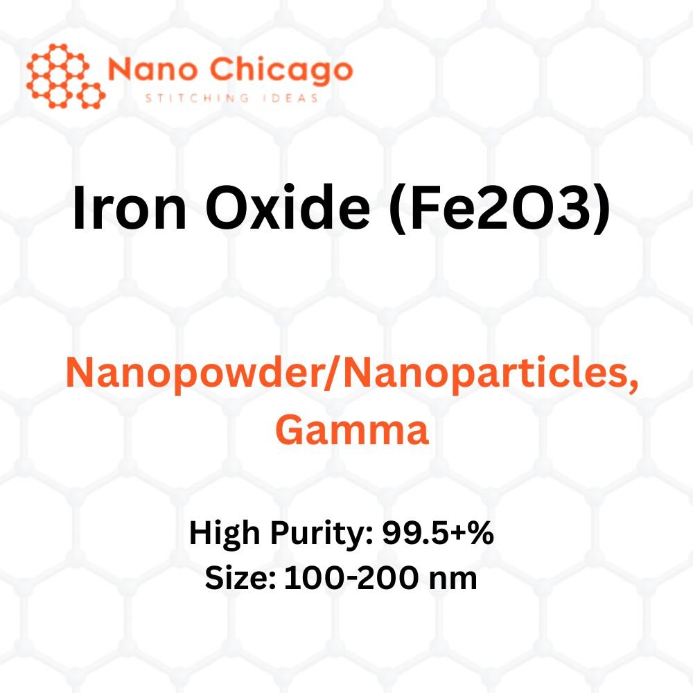 Iron Oxide (Fe2O3) Nanopowder/Nanoparticles, Gamma, High Purity: 99.5+%, Size: 100-200 nm