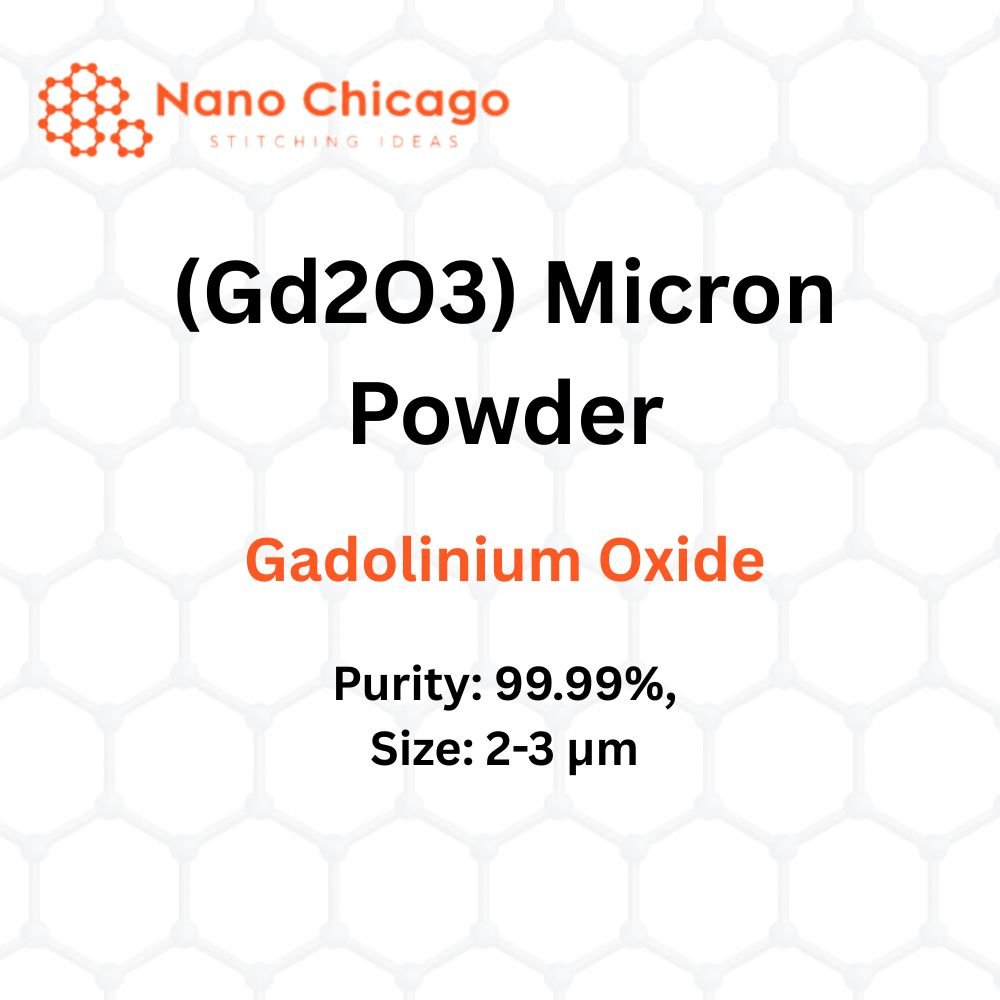 Gadolinium Oxide (Gd2O3) Micron Powder, Purity: 99.99%, Size: 2-3 μm