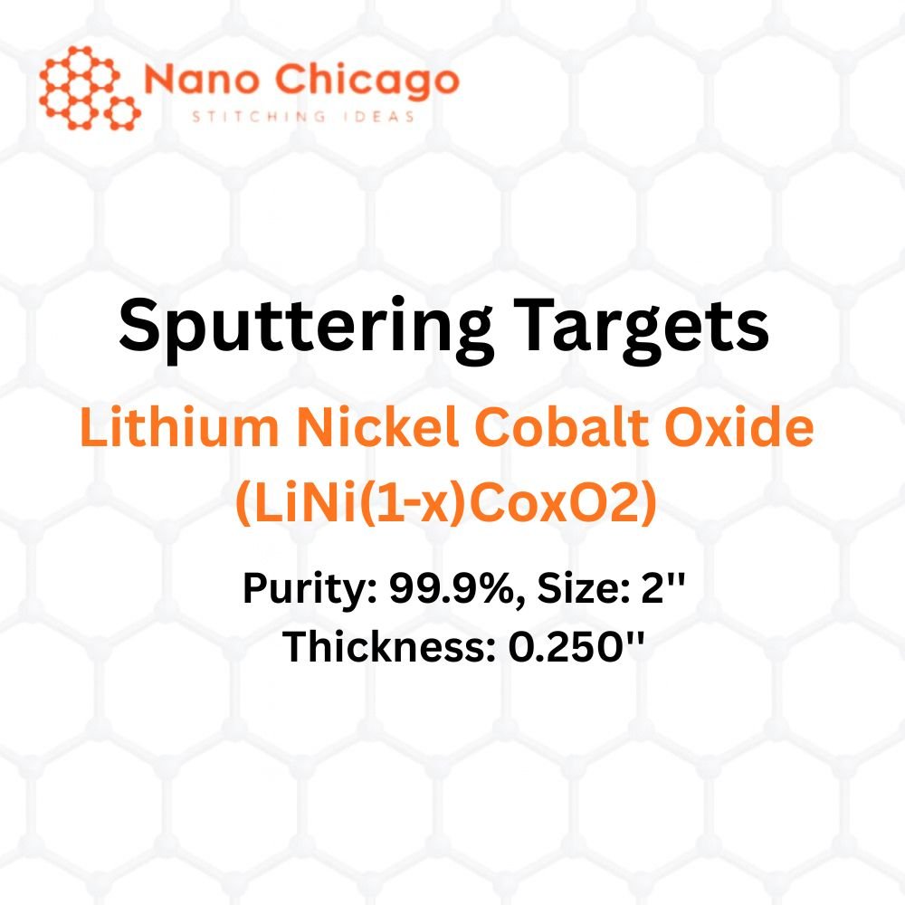 Lithium Nickel Cobalt Oxide (LiNi(1-x)CoxO2) Sputtering Targets, Purity: 99.9%, Size: 2'', Thickness: 0.250''